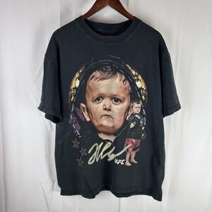 UFC Hasbulla Black Double‎ Sided T-Shirt Men's Large Black MMA Rap Tee